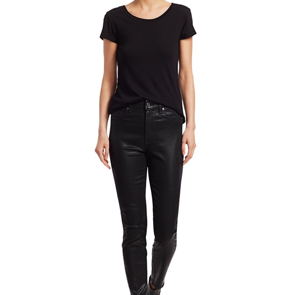 7 for all mankind coated black jeans